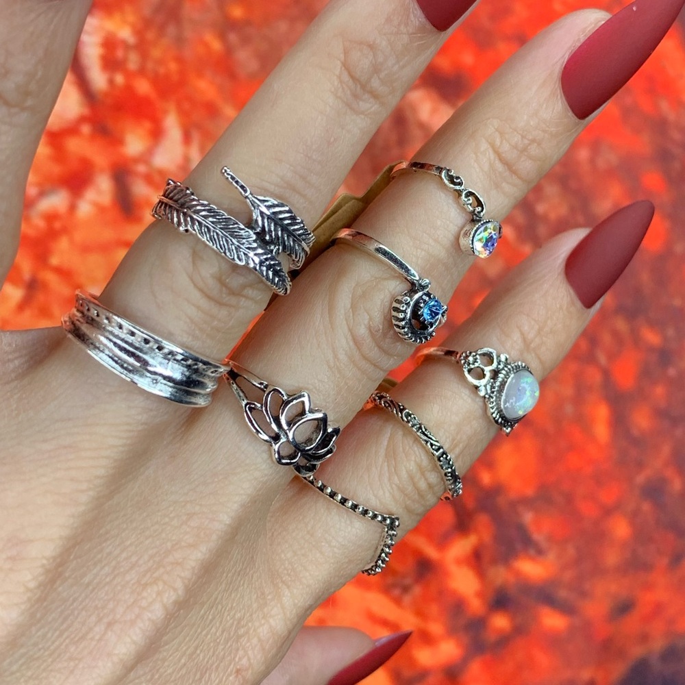 3/$10 NEW Boho Style Rings & MIDI Rings Design Mix / silver tone Bundle NWOT - Picture 3 of 7